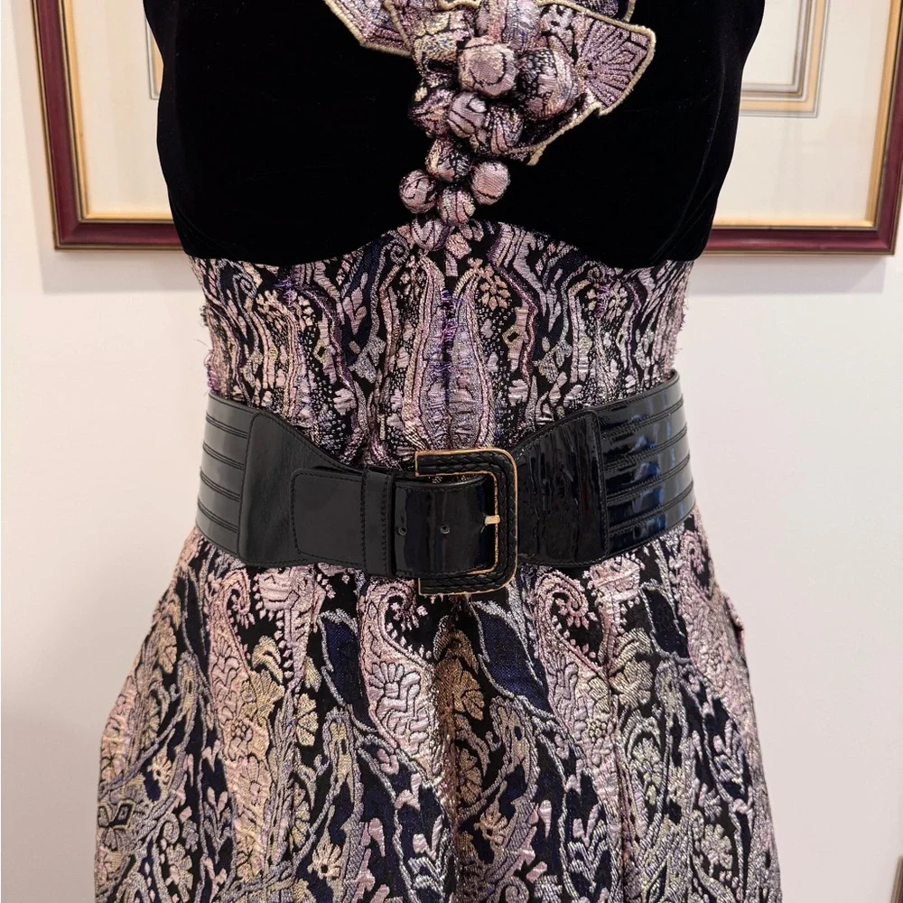 VALENTINO GARAVANI Belt 85CM ‎ Black Patent Leather Corset 1990 1980 ITALY